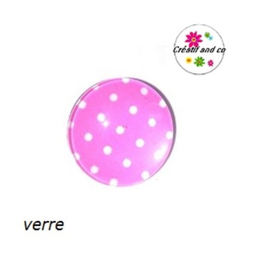 Bouton pression rose à pois blanc