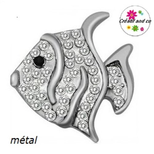 Bouton pression métal poisson strass