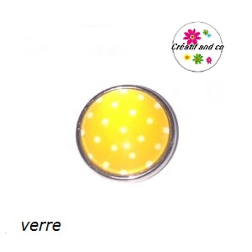 Bouton pression jaune d'or  à pois blanc