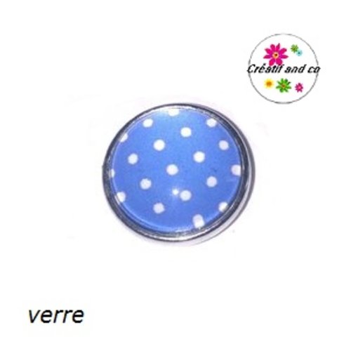 Bouton pression bleu  à pois blanc