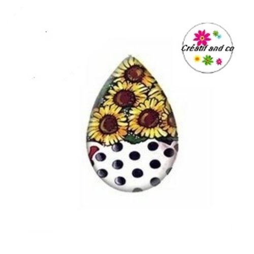 Cabochon goutte tournesol 18x25mm