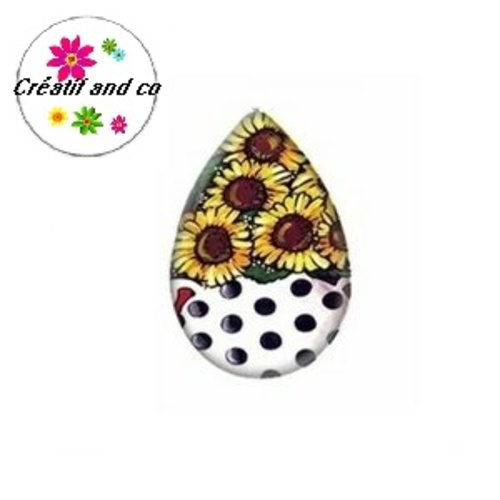 Cabochon goutte tournesol 18x25mm