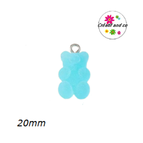 Breloque ourson effet givré bleu
