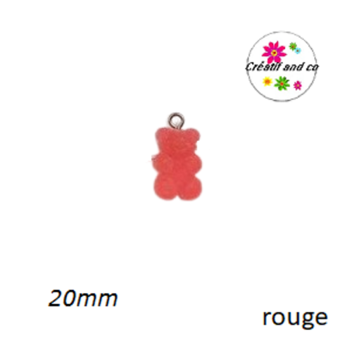 Breloque ourson effet givré rouge