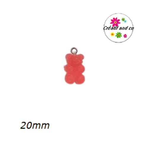 Breloque ourson effet givré rouge