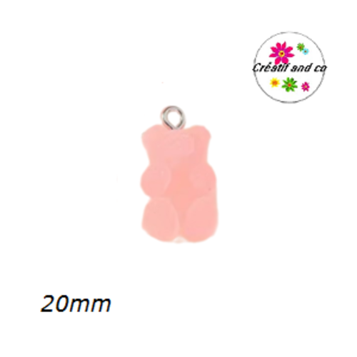 Breloque ourson effet givré rose