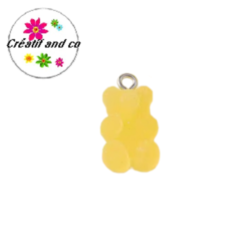 Breloque ourson effet givré jaune