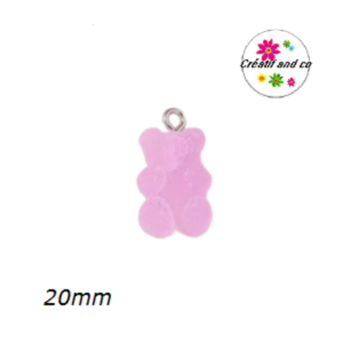 Breloque ourson effet givré parme