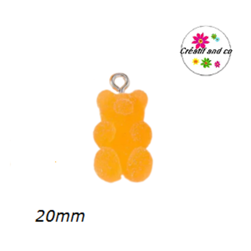 Breloque ourson effet givré orange