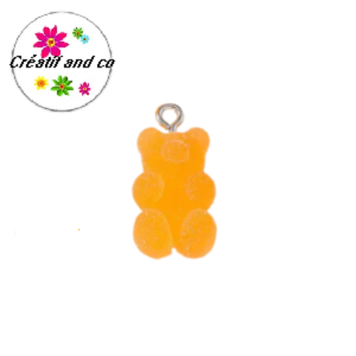 Breloque ourson effet givré orange
