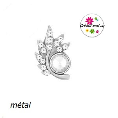 Bouton pression métal feuille strass