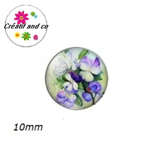 X2 cabochons fleurs 10mm