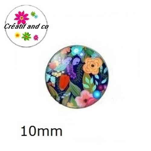 X2 cabochons fleurs 10mm