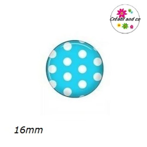 X2 cabochons vert pois blanc 16mm