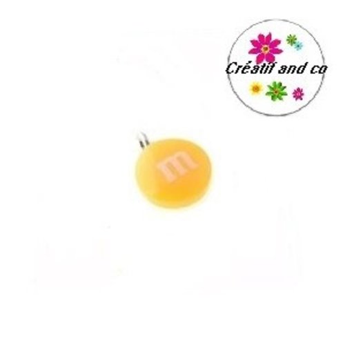 Pendentif cabochon résine bonbon jaune 18mm