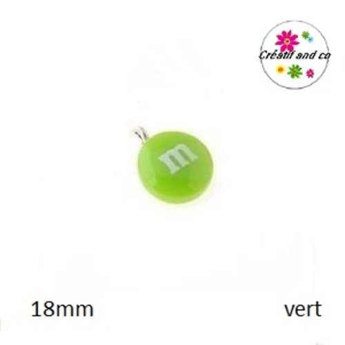 Pendentif cabochon résine bonbon vert 18mm