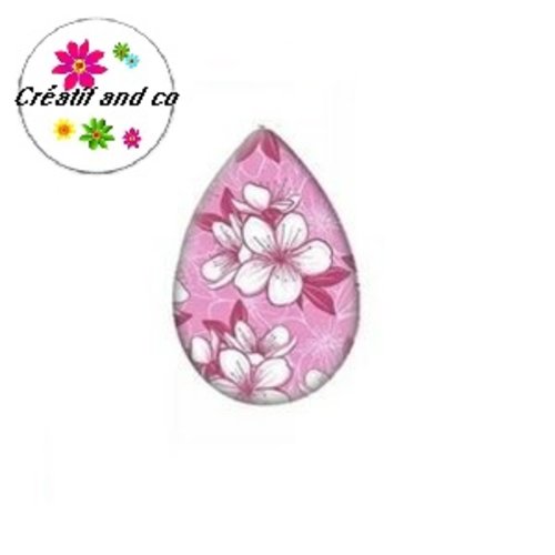 Cabochon goutte fleurie 18x25mm