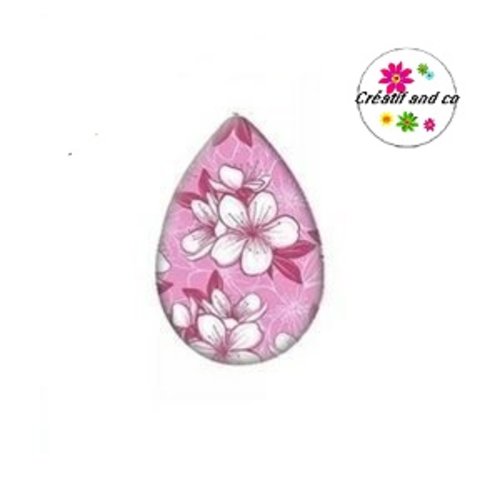 Cabochon goutte fleurie 18x25mm