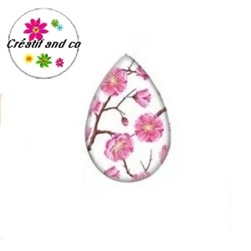 Cabochon goutte fleurie 18x25mm