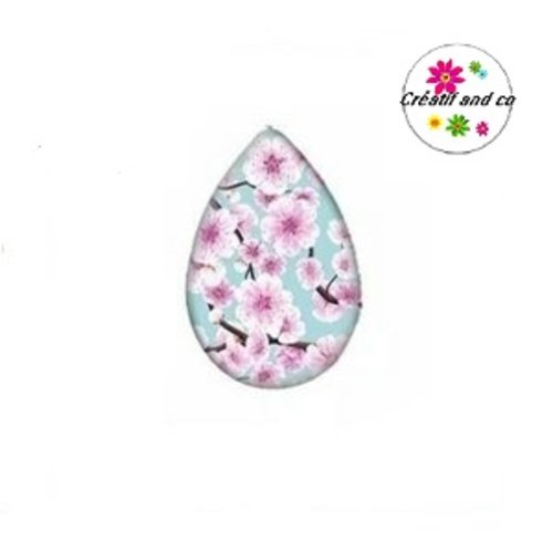 Cabochon goutte fleurie 18x25mm