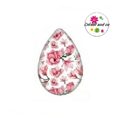 Cabochon goutte fleurie 18x25mm