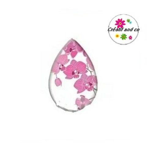 Cabochon goutte fleurie 18x25mm