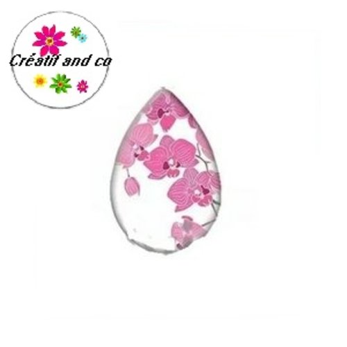 Cabochon goutte fleurie 18x25mm