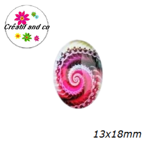 X2 cabochons ovales tourbillon de couleur 13x18mm