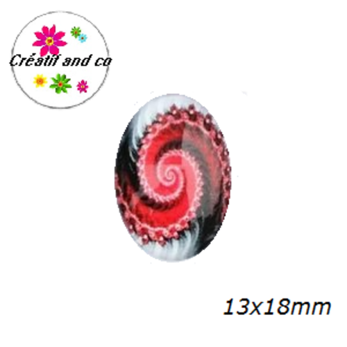 X2 cabochons ovales tourbillon de couleur 13x18mm