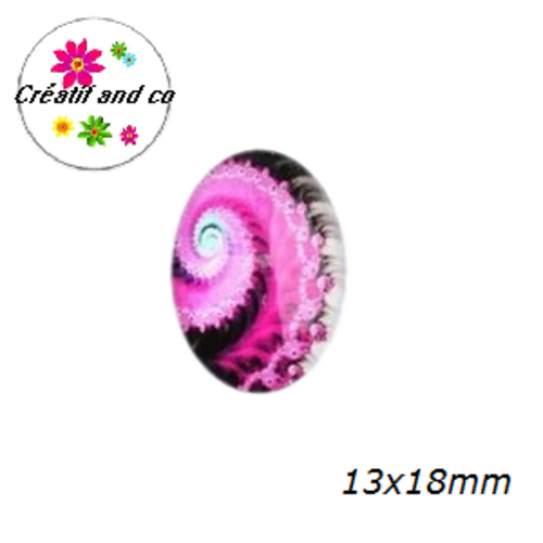 X2 cabochons ovales tourbillon de couleur 13x18mm