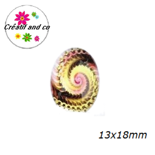 X2 cabochons ovales tourbillon de couleur 13x18mm
