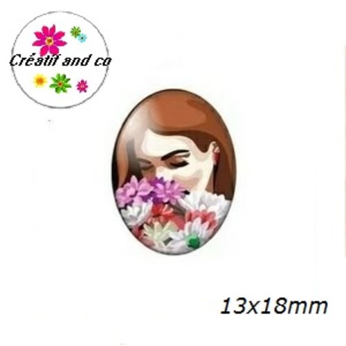 X2 cabochons ovales visage femme 13x18mm
