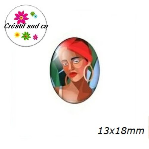 X2 cabochons ovales visage femme 13x18mm