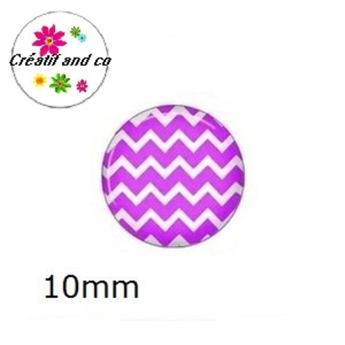 X2 cabochons parme/blanc 10mm