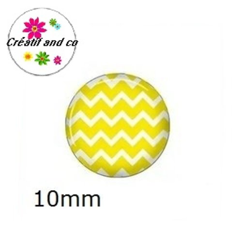 X2 cabochons jaune/blanc 10mm