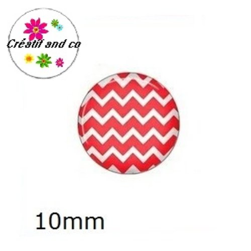 X2 cabochons rouge/blanc 10mm