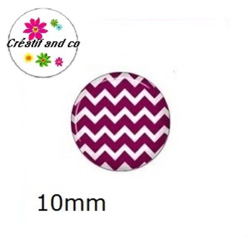 X2 cabochons violine/blanc 10mm