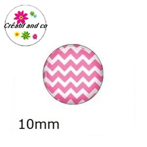 X2 cabochons rose/blanc 10mm