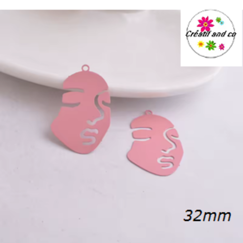 Breloque masque visage rose 32mm