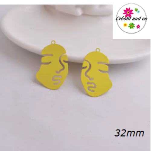 Breloque masque visage jaune 32mm