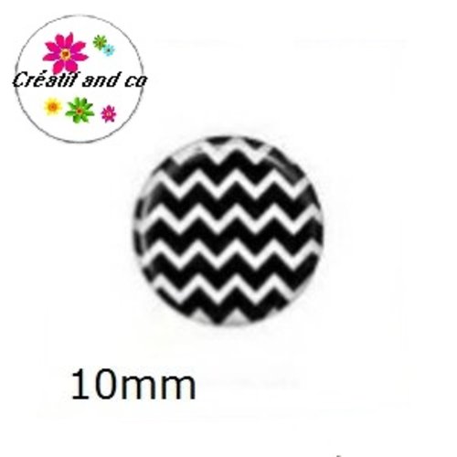 X2 cabochons noir/blanc 10mm