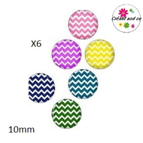 X6 cabochons mix 10mm