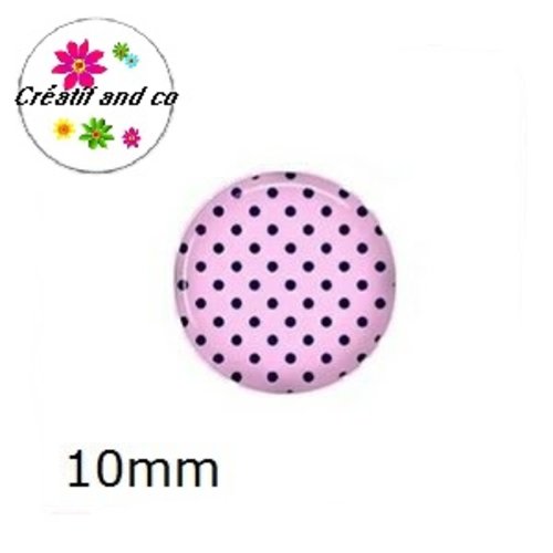 X2 cabochons à pois 10mm