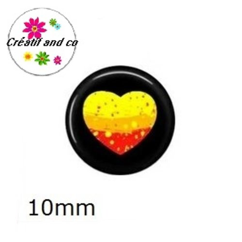 X2 cabochons coeur fond noir 10mm
