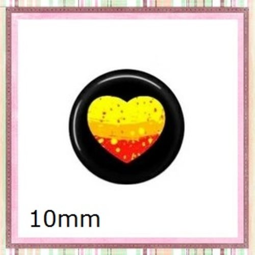 X2 cabochons coeur fond noir 10mm