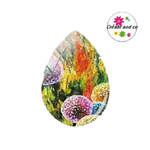 Cabochon goutte pissenlit 16x23mm