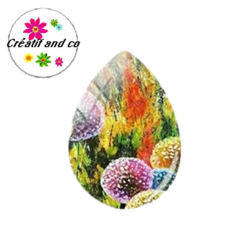 Cabochon goutte pissenlit 16x23mm
