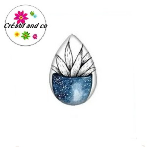 Cabochon goutte plante dans pot 18x25mm