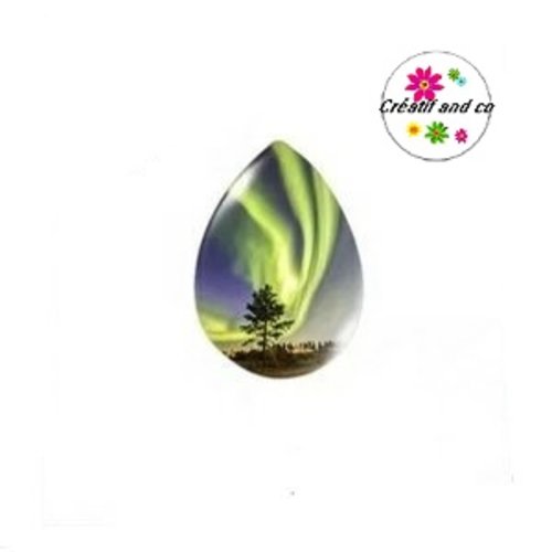 Cabochon goutte temps orageux 16x23mm