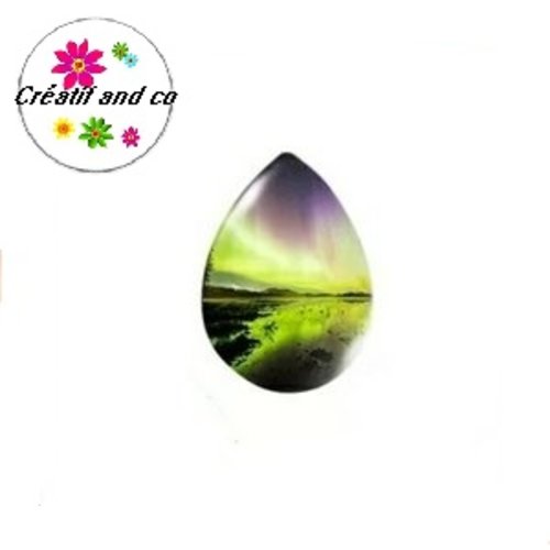 Cabochon goutte temps orageux 16x23mm